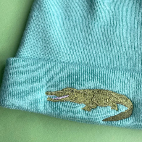 Alligator Embroidered Beanie Hat, Alligator Beanie Hat embroidered by Wonderful World