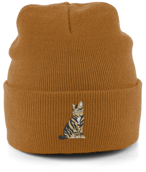 Tabby Cat Embroidered Beanie Hat