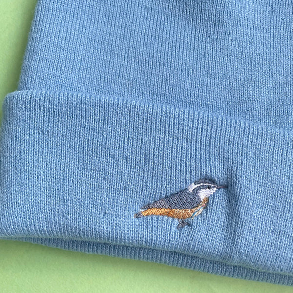Nuthatch Bird gift, Sitta Europaea, Eurasian nuthatch hat, Embroidered Nuthatch beanie hat