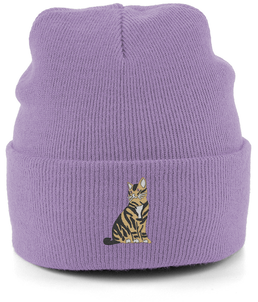 Tabby Cat Embroidered Beanie Hat