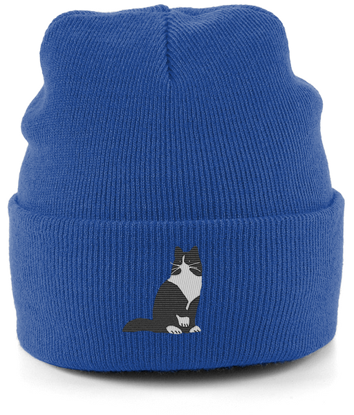 Cat Tuxedo Long Hair Cat Beanie