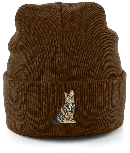 Tabby Cat Embroidered Beanie Hat