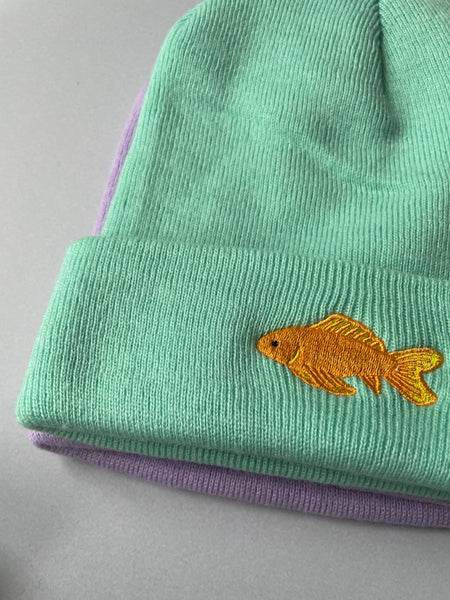 Goldfish Beanie Hat, Goldfish Hat, Embroidered Goldfish Beanie
