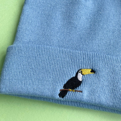 Toucan beanie hat embroidered by Wonderful World, Toucan Bird beanie hat