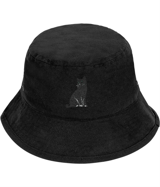 Black Cat Embroidered Bucket Hat