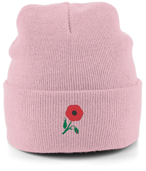 Poppy Embroidered Beanie Hat
