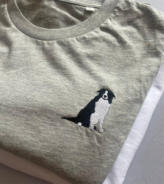 Border Collie T-Shirt, Border Collie Embroidered T-Shirt, Border Collie Dog T-Shirt