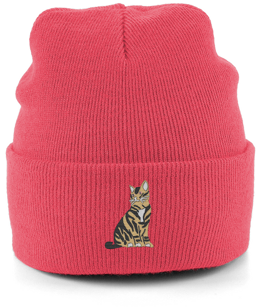 Tabby Cat Embroidered Beanie Hat