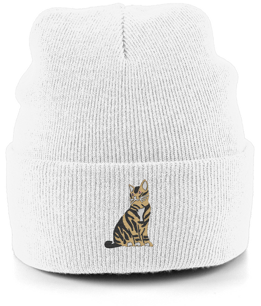 Tabby Cat Embroidered Beanie Hat