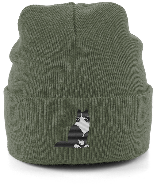 Cat Tuxedo Long Hair Cat Beanie