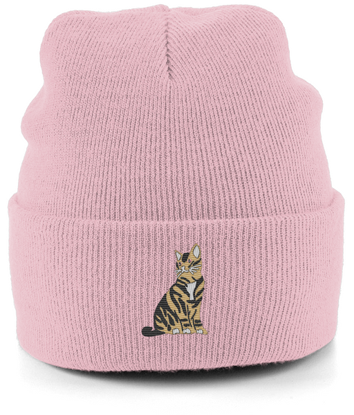 Tabby Cat Embroidered Beanie Hat
