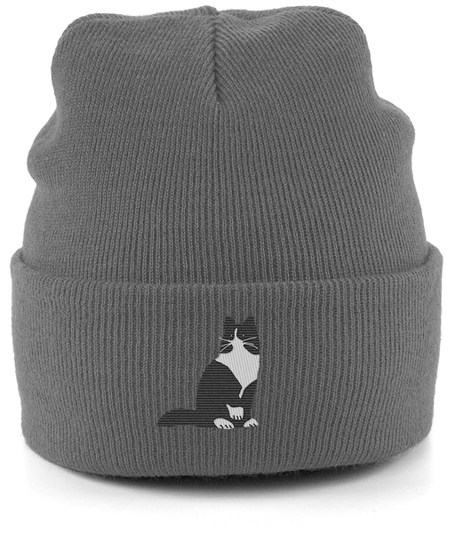 Cat Tuxedo Long Hair Cat Beanie