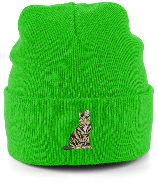 Tabby Cat Embroidered Beanie Hat
