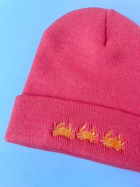 Crab beanie hat, Crab hat, Crab embroidered beanie hat