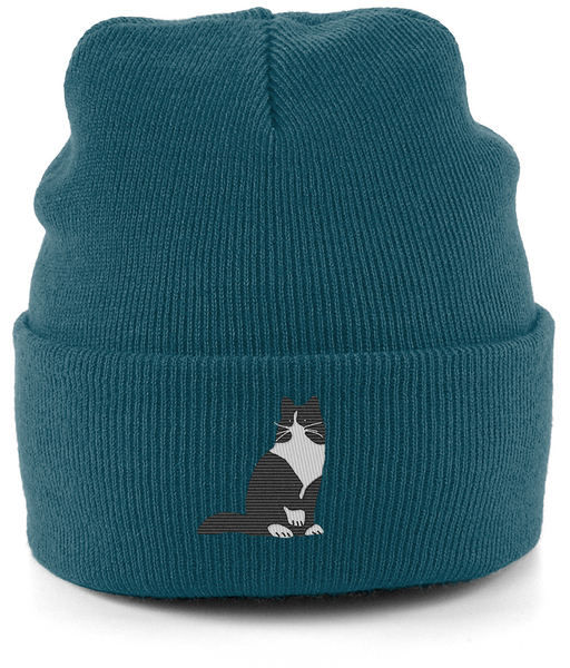 Cat Tuxedo Long Hair Cat Beanie