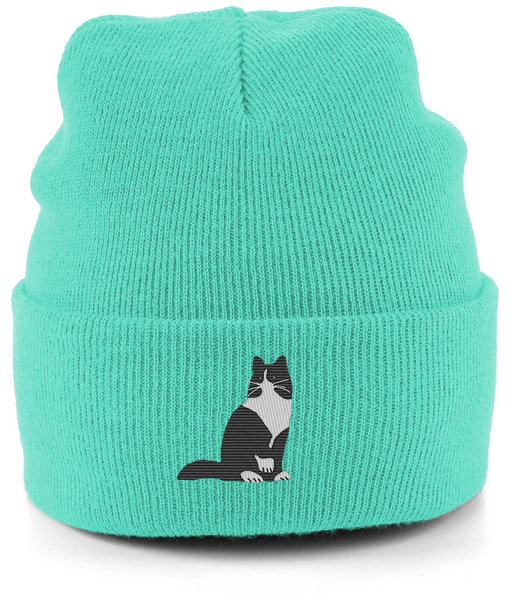 Cat Tuxedo Long Hair Cat Beanie