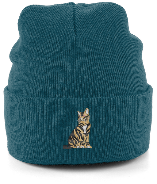 Tabby Cat Embroidered Beanie Hat