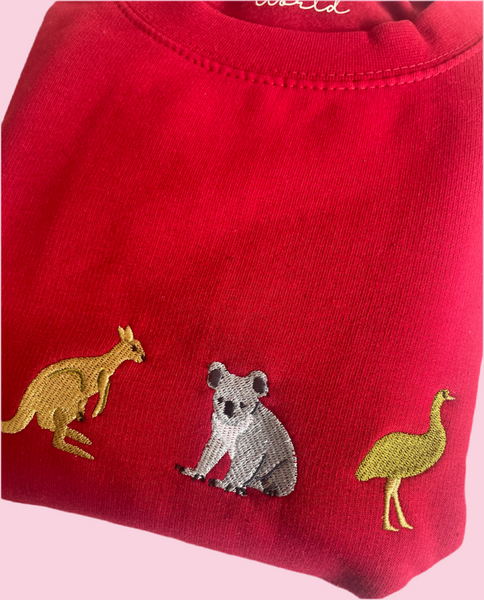 Australian Animals Embroidered Jumper, Australian Animals Sweatshirt, Australian Jumper