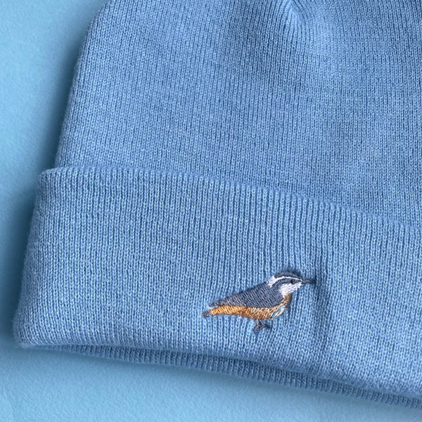 Nuthatch Bird gift, Sitta Europaea, Eurasian nuthatch hat, Embroidered Nuthatch beanie hat