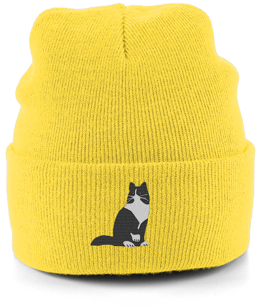 Cat Tuxedo Long Hair Cat Beanie