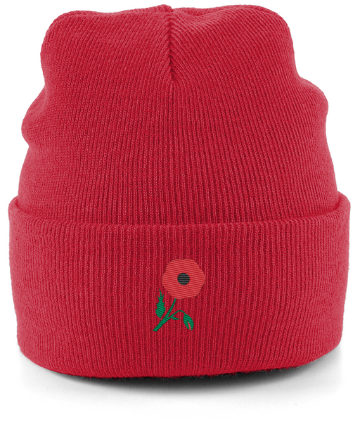 Poppy Embroidered Beanie Hat