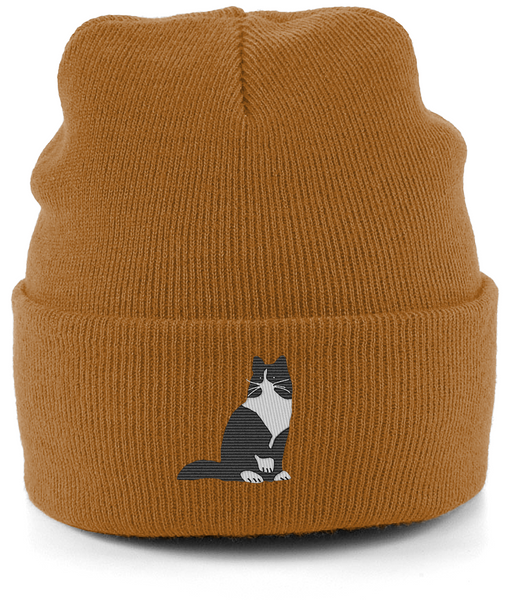 Cat Tuxedo Long Hair Cat Beanie