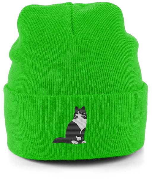 Cat Tuxedo Long Hair Cat Beanie
