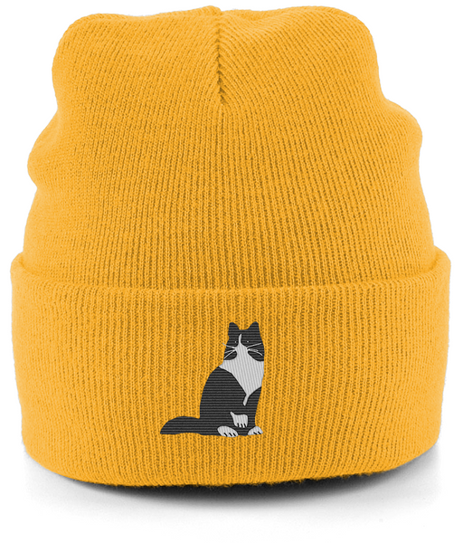 Cat Tuxedo Long Hair Cat Beanie