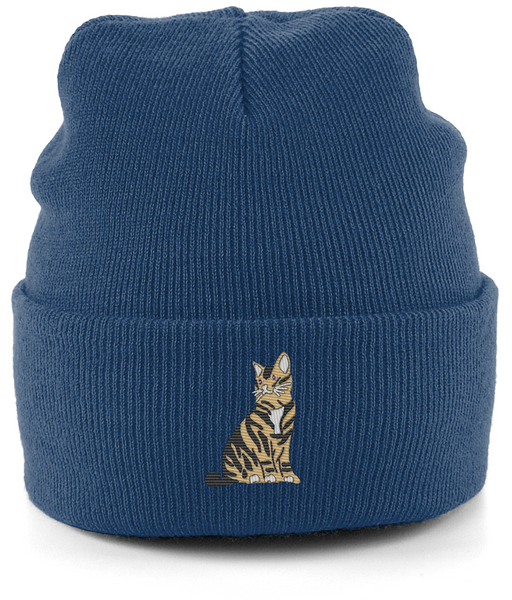 Tabby Cat Embroidered Beanie Hat