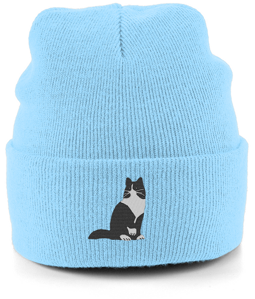 Cat Tuxedo Long Hair Cat Beanie