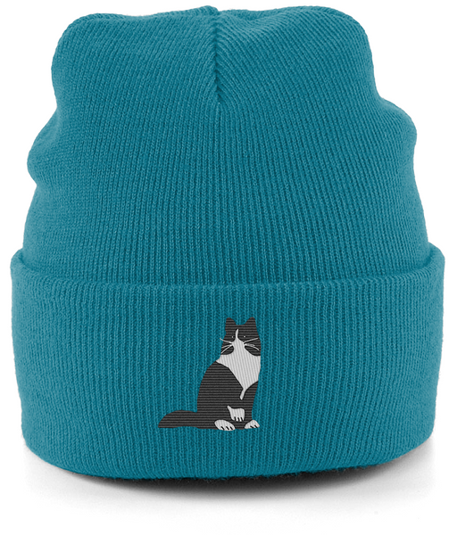 Cat Tuxedo Long Hair Cat Beanie