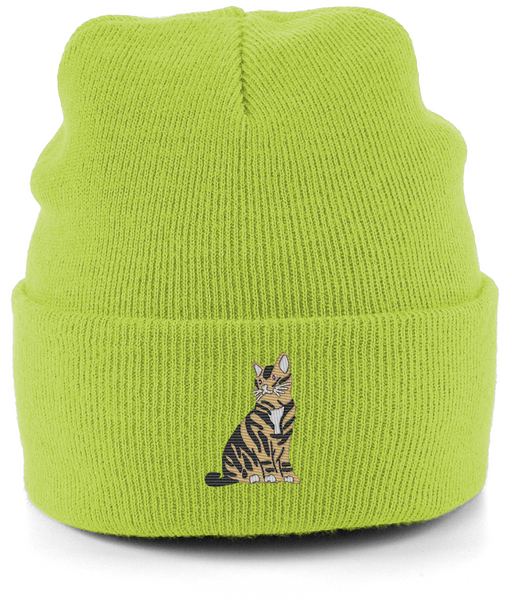 Tabby Cat Embroidered Beanie Hat