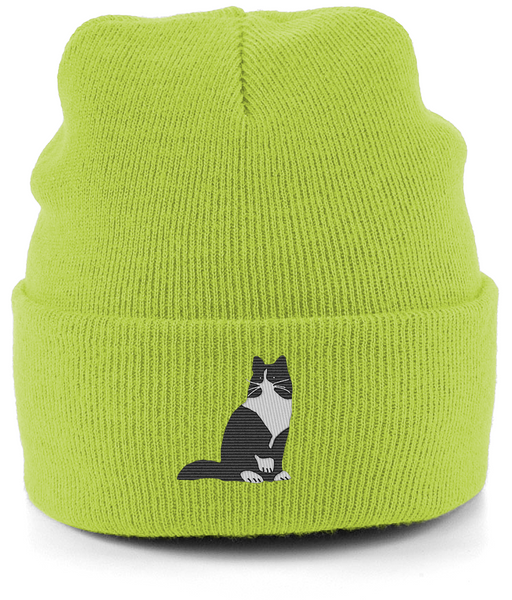 Cat Tuxedo Long Hair Cat Beanie