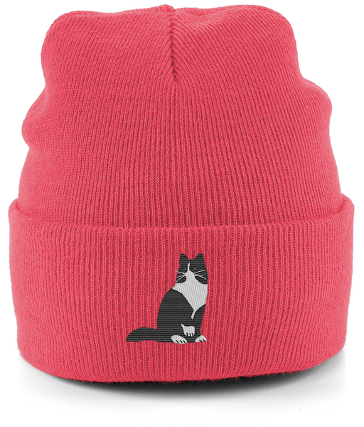 Cat Tuxedo Long Hair Cat Beanie