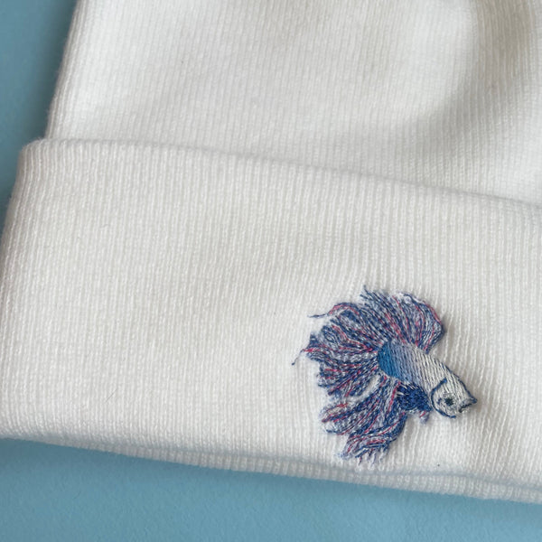 Siamese fighting fish Beanie Hat, Embroidered Siamese Fighting Fish Beanie Hat