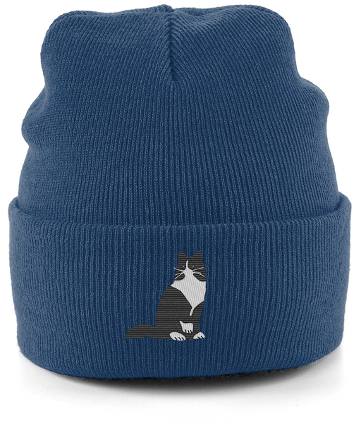 Cat Tuxedo Long Hair Cat Beanie
