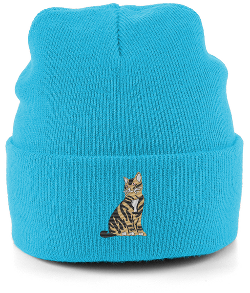 Tabby Cat Embroidered Beanie Hat