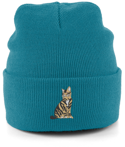 Tabby Cat Embroidered Beanie Hat