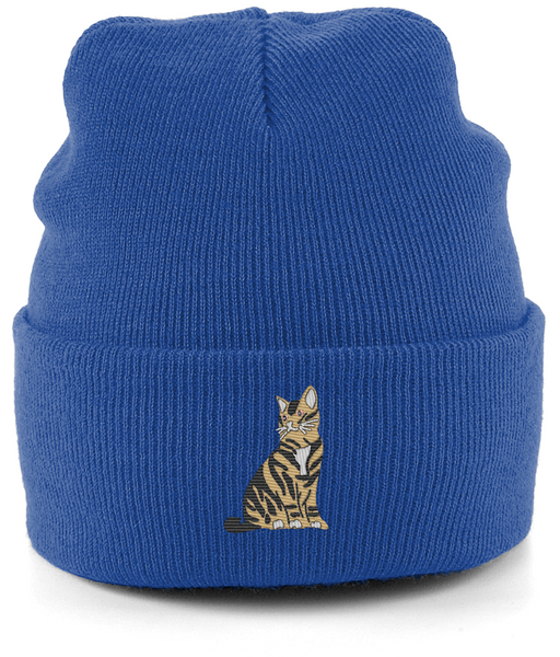 Tabby Cat Embroidered Beanie Hat