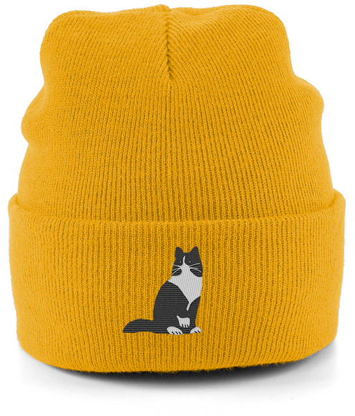 Cat Tuxedo Long Hair Cat Beanie