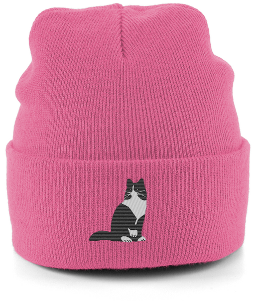 Cat Tuxedo Long Hair Cat Beanie