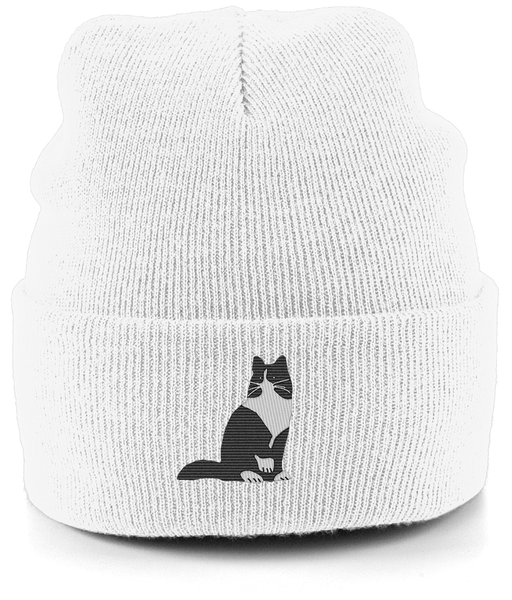 Cat Tuxedo Long Hair Cat Beanie