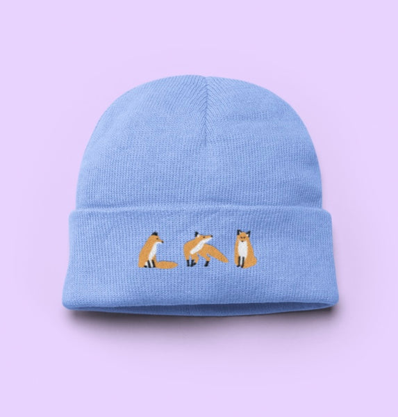 Foxes Embroidered Beanie