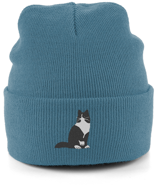 Cat Tuxedo Long Hair Cat Beanie