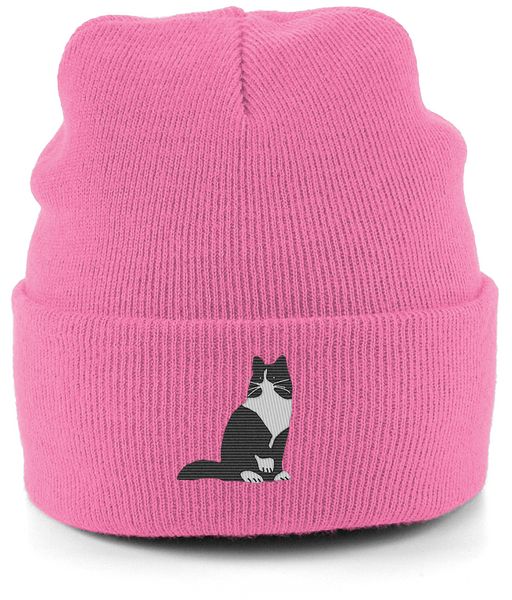 Cat Tuxedo Long Hair Cat Beanie