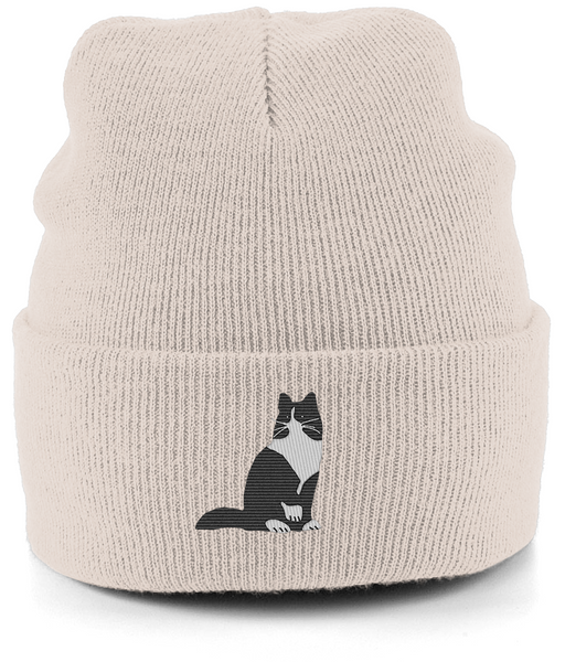 Cat Tuxedo Long Hair Cat Beanie