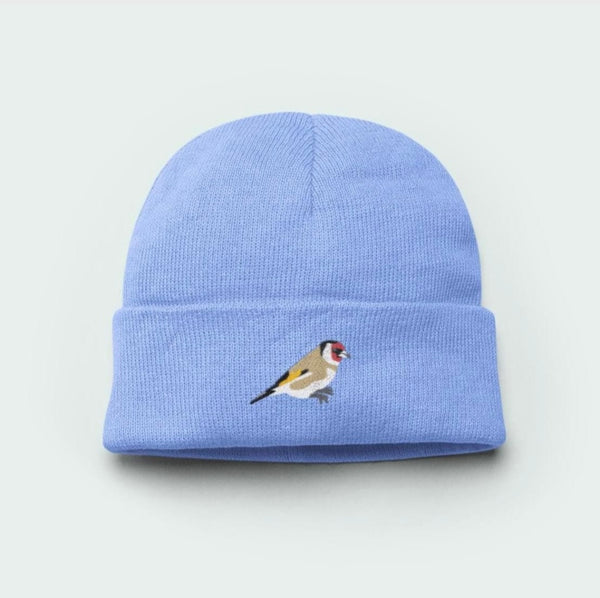 Goldfinch Bird Embroidered Beanie Hat