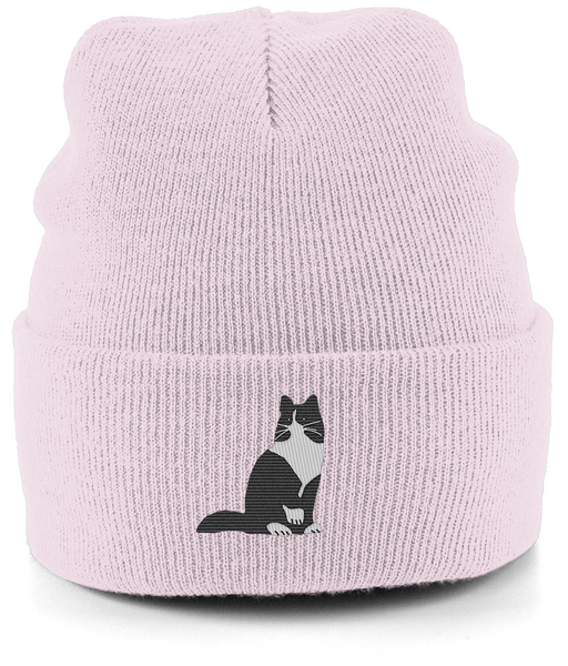 Cat Tuxedo Long Hair Cat Beanie