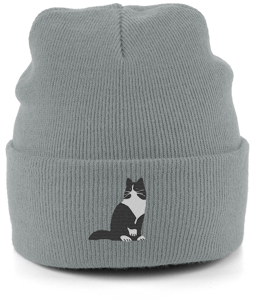 Cat Tuxedo Long Hair Cat Beanie