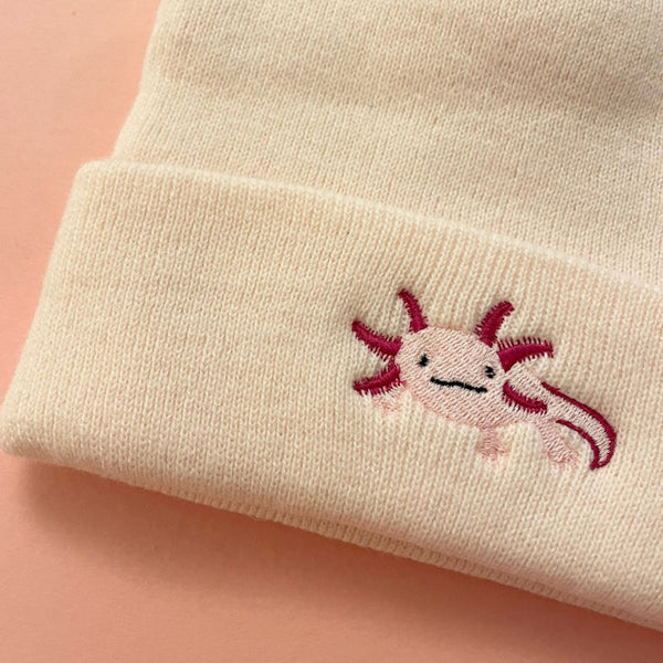 Axolotl Beanie Hat, Axolotl Embroidered Wonderful World